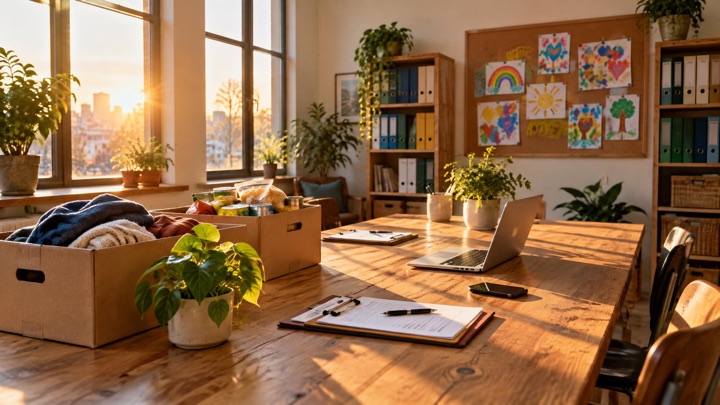 A community nonprofit office in morning light